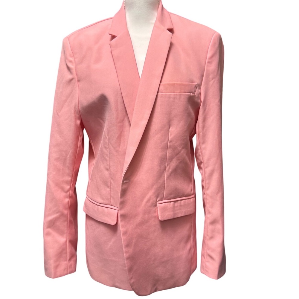 CloudStyle Mens Salmon‎ Pink Single Button Slim Fit Blazer Jacket Size Large